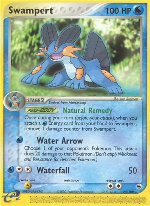 Carta Swampert, número 23/109 da coleção EX Rubi e Safira