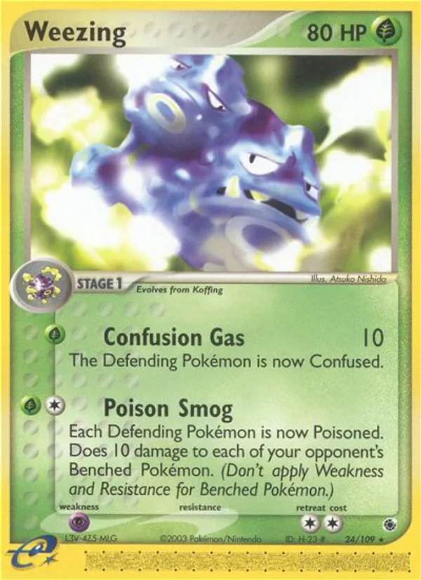 Carta Weezing, número 24/109 da coleção EX Rubi e Safira