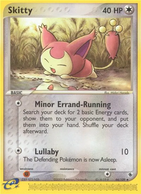 Carta Skitty, número 44/109 da coleção EX Rubi e Safira