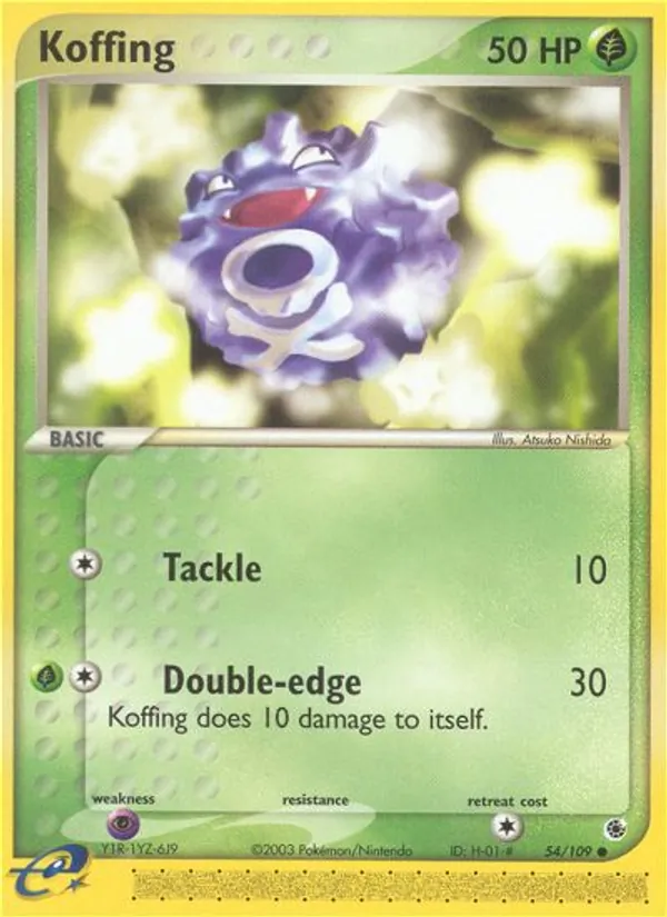 Carta Koffing, número 54/109 da coleção EX Rubi e Safira