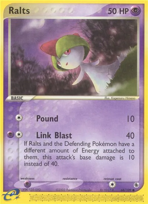 Carta Ralts, número 68/109 da coleção EX Rubi e Safira