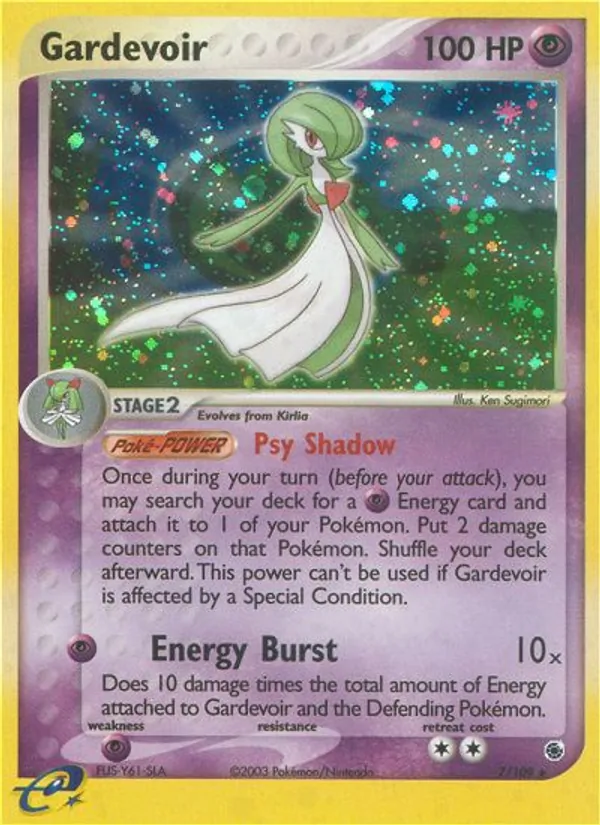 Carta Gardevoir, número 7/109 da coleção EX Rubi e Safira