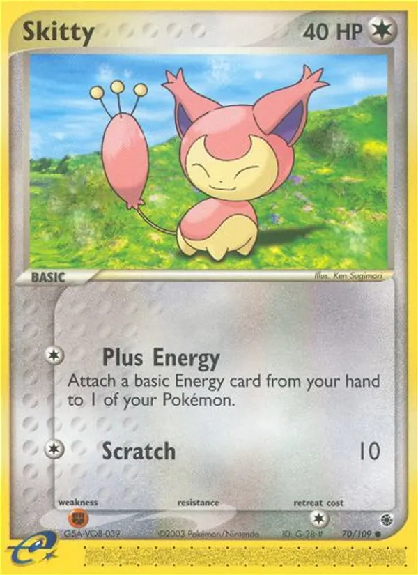 Carta Skitty, número 70/109 da coleção EX Rubi e Safira