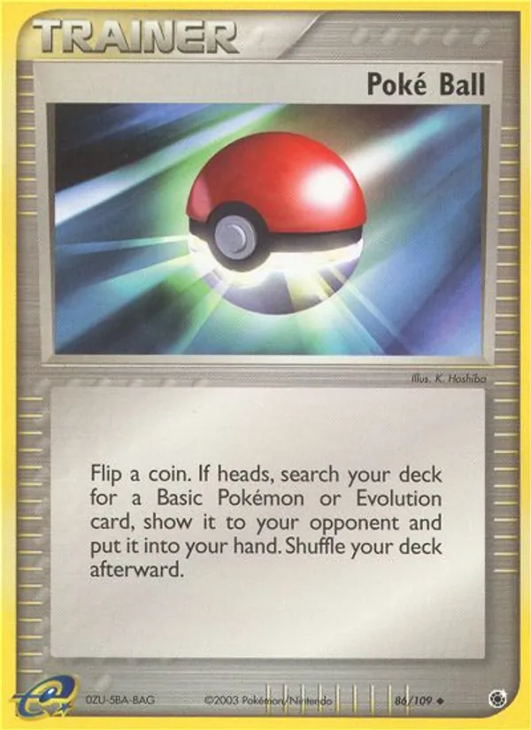 Carta Poké Ball, número 86/109 da coleção EX Rubi e Safira