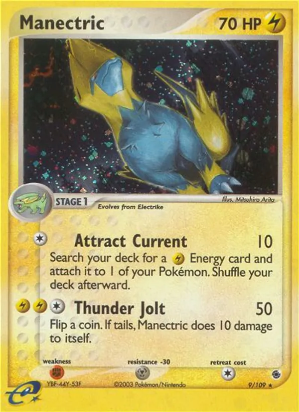 Carta Manectric, número 9/109 da coleção EX Rubi e Safira