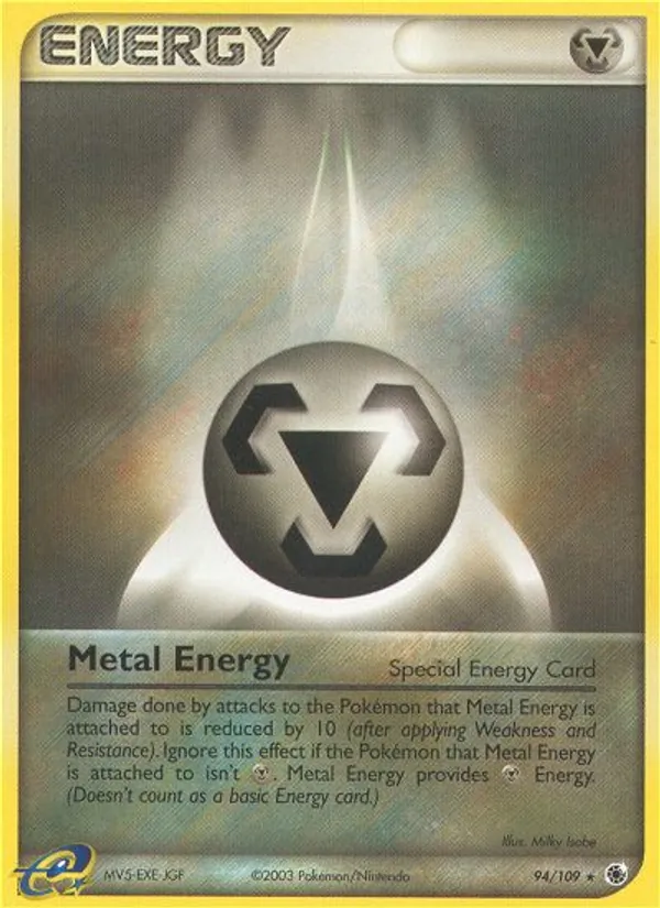 Carta Metal Energy, número 94/109 da coleção EX Rubi e Safira