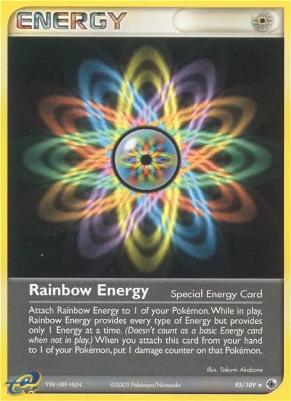 Carta Rainbow Energy, número 95/109 da coleção EX Rubi e Safira