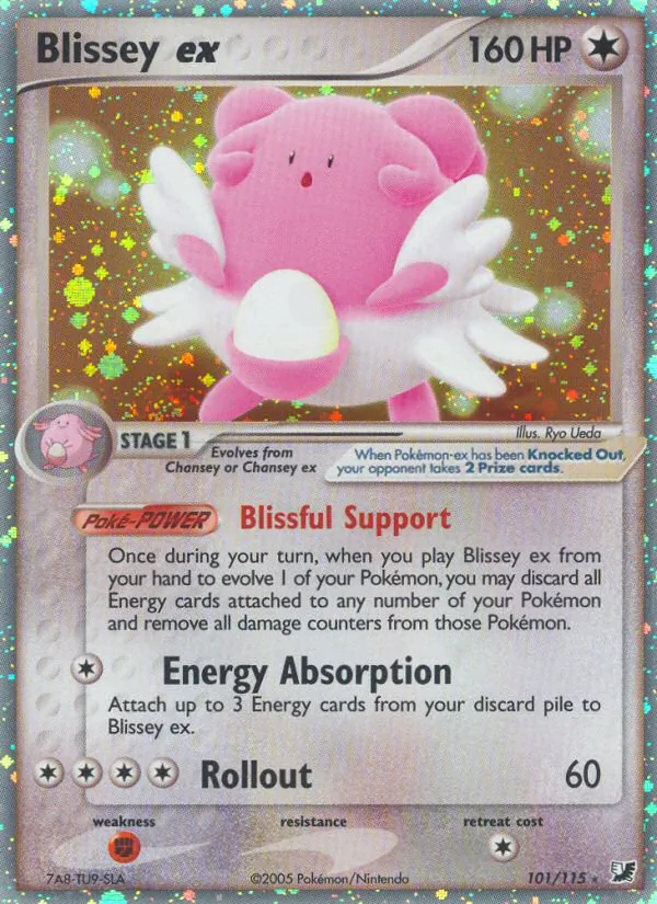Carta Blissey ex, número 101/115 da coleção EX Forças Ocultas