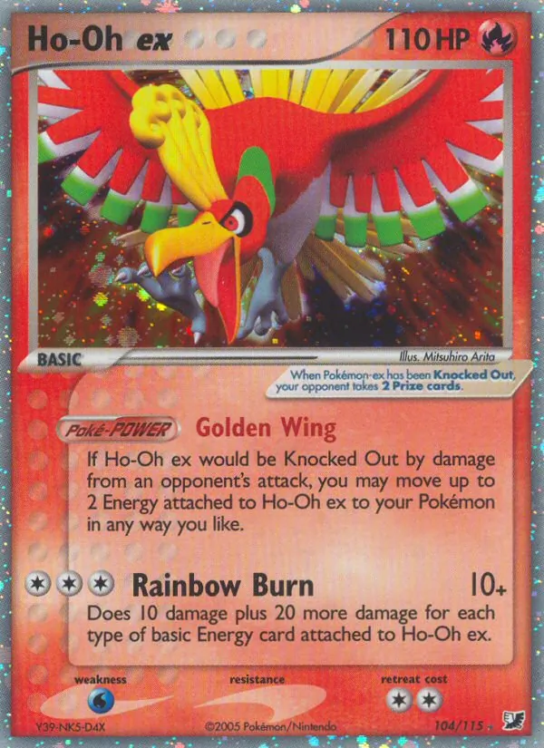 Carta Ho-Oh ex, número 104/115 da coleção EX Forças Ocultas
