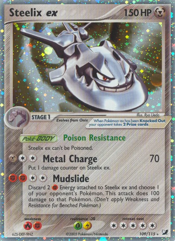 Carta Steelix ex, número 109/115 da coleção EX Forças Ocultas