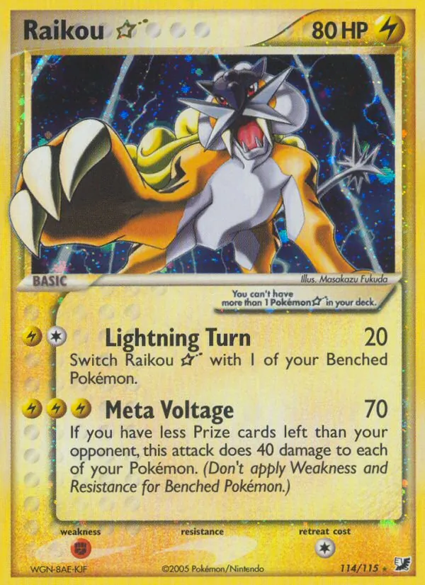 Carta Raikou ☆, número 114/115 da coleção EX Forças Ocultas