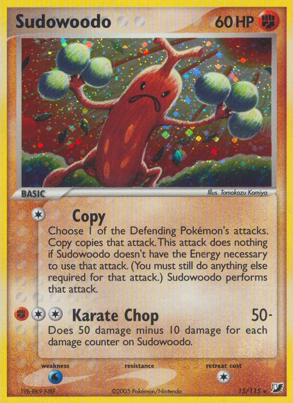 Carta Sudowoodo, número 15/115 da coleção EX Forças Ocultas