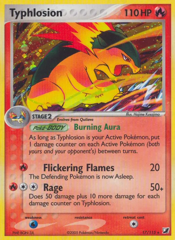 Carta Typhlosion, número 17/115 da coleção EX Forças Ocultas