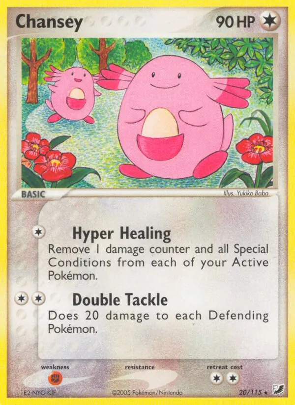 Carta Chansey, número 20/115 da coleção EX Forças Ocultas