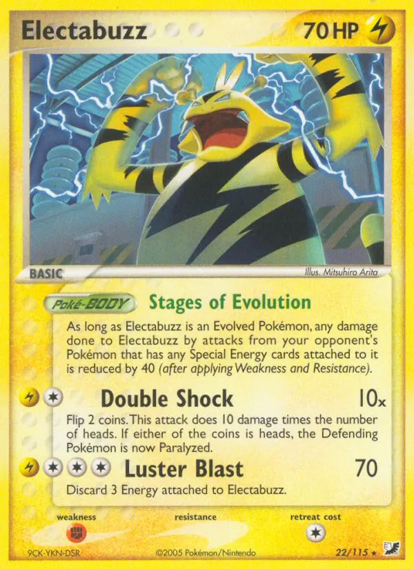 Carta Electabuzz, número 22/115 da coleção EX Forças Ocultas