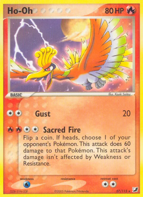 Carta Ho-Oh, número 27/115 da coleção EX Forças Ocultas