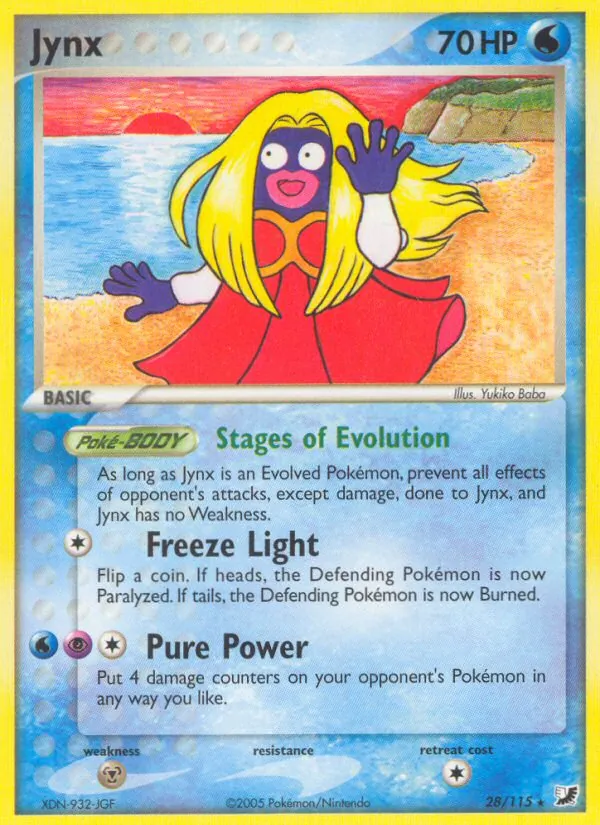 Carta Jynx, número 28/115 da coleção EX Forças Ocultas