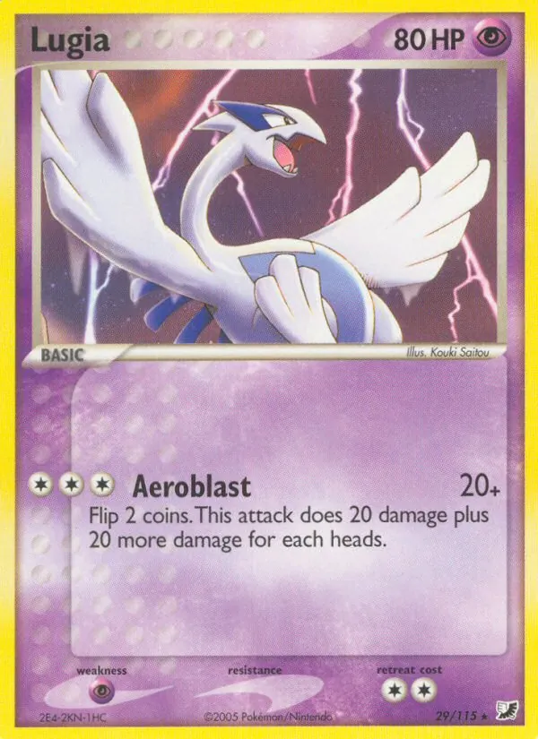 Carta Lugia, número 29/115 da coleção EX Forças Ocultas