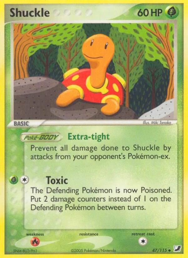 Carta Shuckle, número 47/115 da coleção EX Forças Ocultas