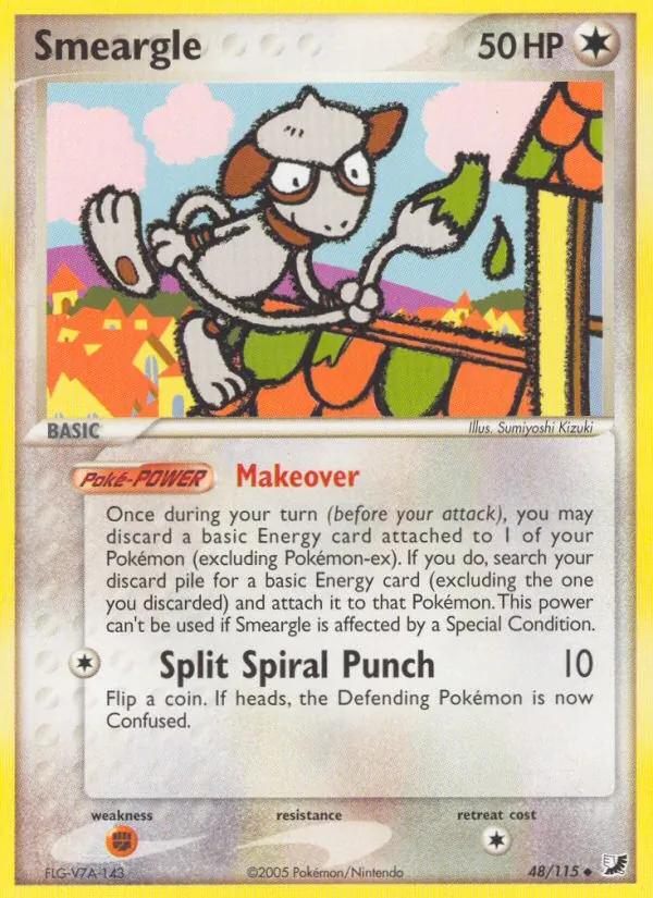 Carta Smeargle, número 48/115 da coleção EX Forças Ocultas