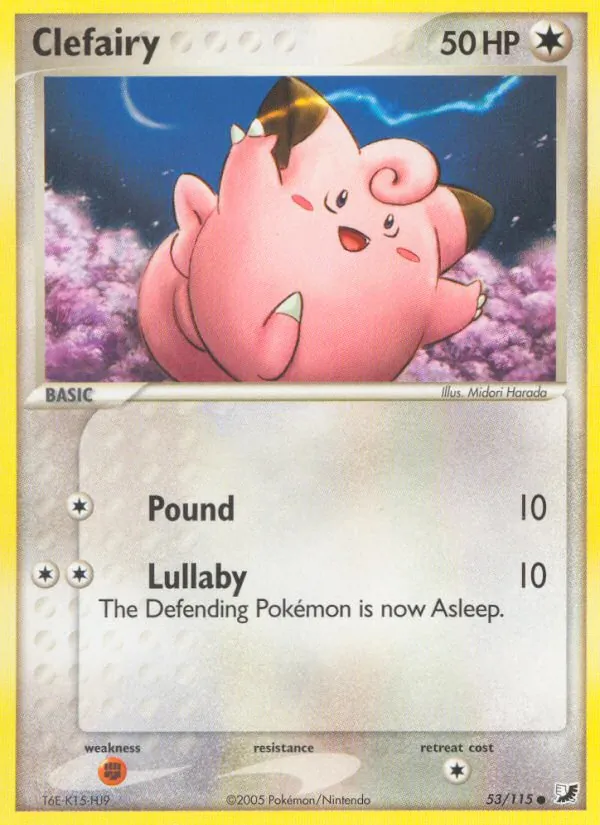 Carta Clefairy, número 53/115 da coleção EX Forças Ocultas