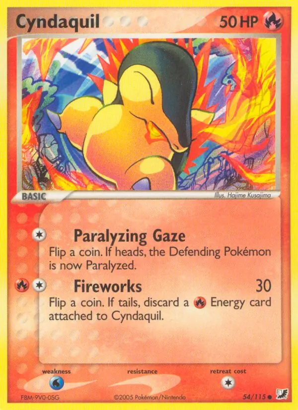 Carta Cyndaquil, número 54/115 da coleção EX Forças Ocultas