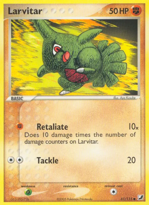 Carta Larvitar, número 61/115 da coleção EX Forças Ocultas