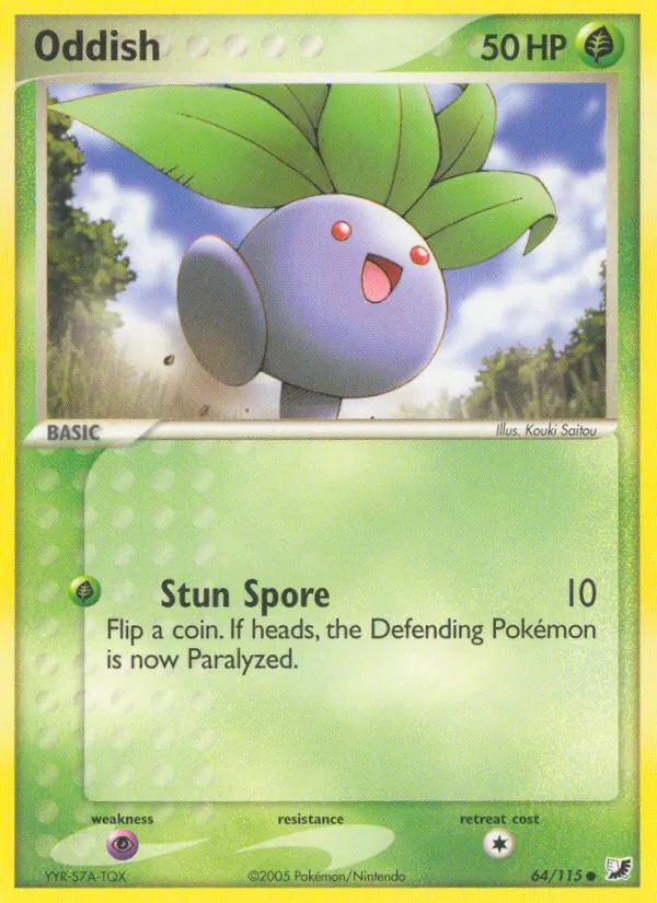 Carta Oddish, número 64/115 da coleção EX Forças Ocultas