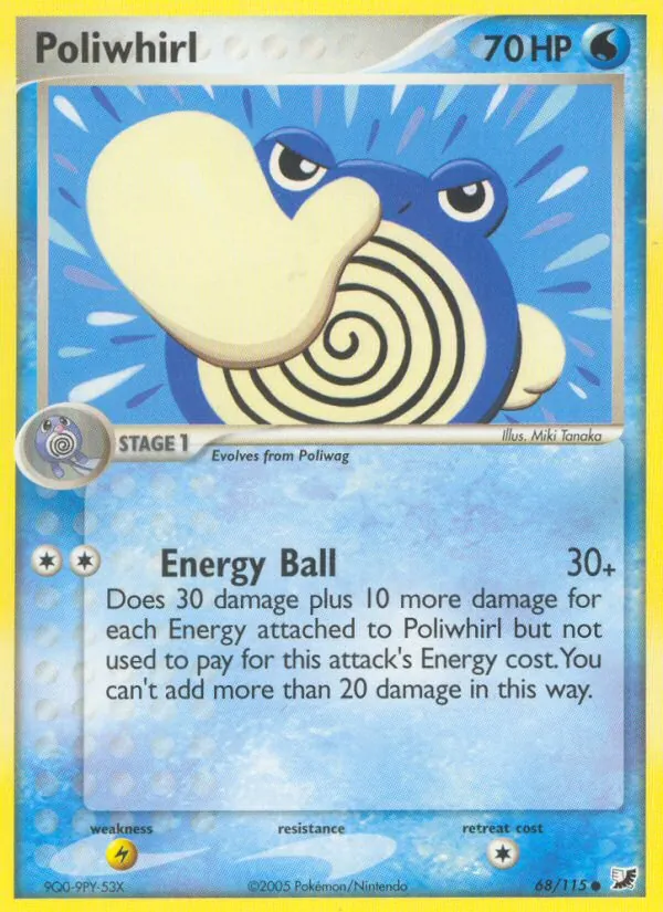 Carta Poliwhirl, número 68/115 da coleção EX Forças Ocultas