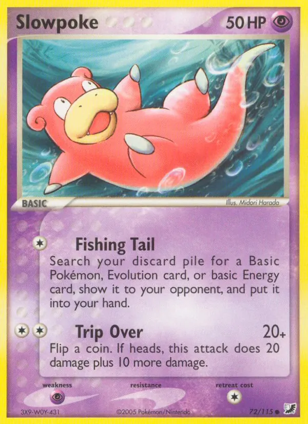 Carta Slowpoke, número 72/115 da coleção EX Forças Ocultas