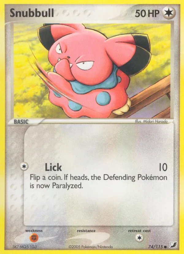 Carta Snubbull, número 74/115 da coleção EX Forças Ocultas