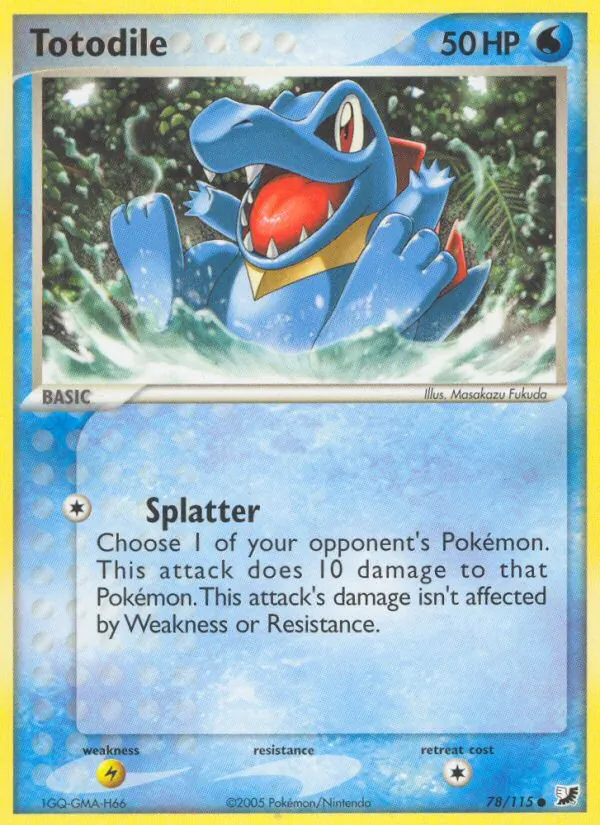 Carta Totodile, número 78/115 da coleção EX Forças Ocultas