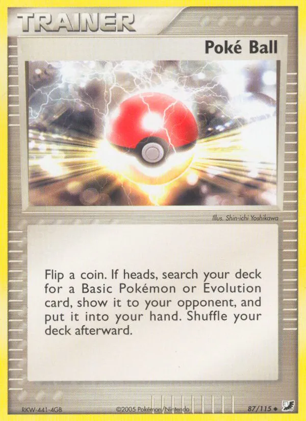 Carta Poké Ball, número 87/115 da coleção EX Forças Ocultas