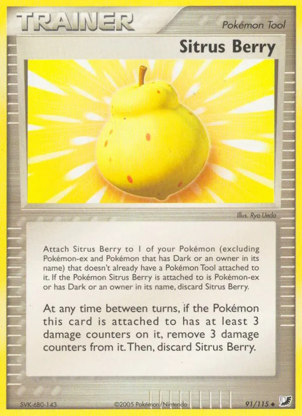 Carta Sitrus Berry, número 91/115 da coleção EX Forças Ocultas