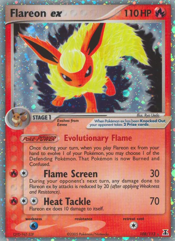 Carta Flareon ex, número 108/113 da coleção Delta Species