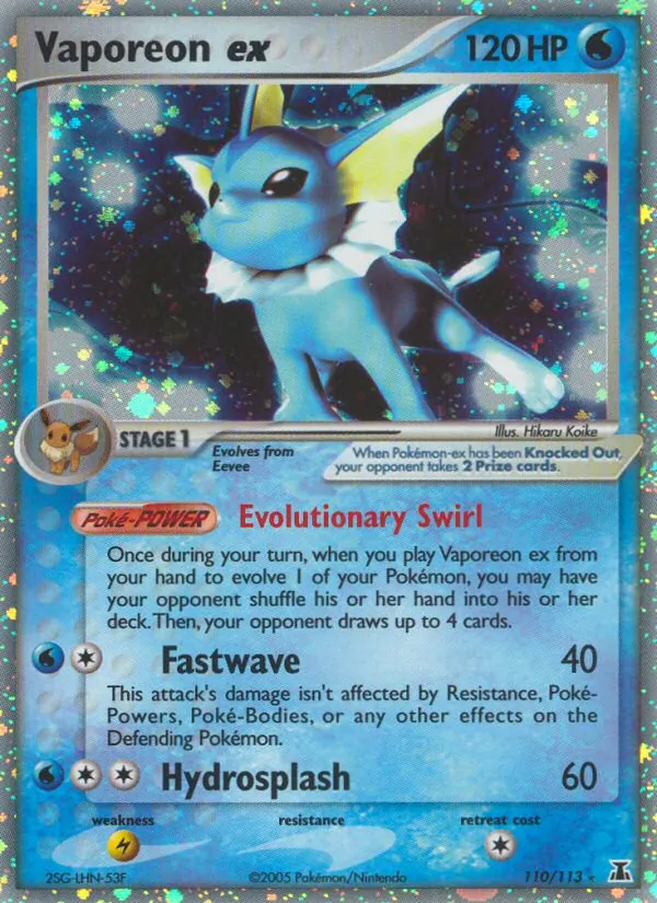 Carta Vaporeon ex, número 110/113 da coleção Delta Species