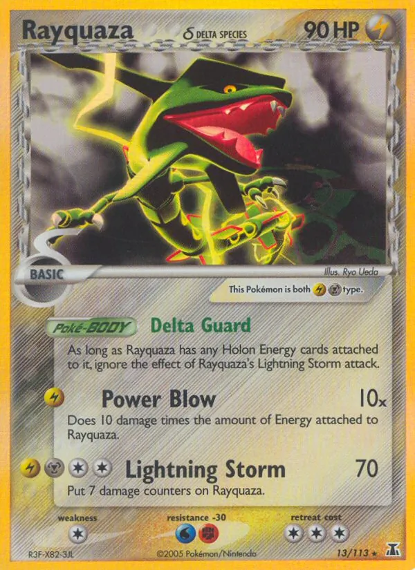 Carta Rayquaza δ, número 13/113 da coleção Delta Species
