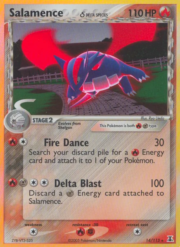 Carta Salamence δ, número 14/113 da coleção Delta Species