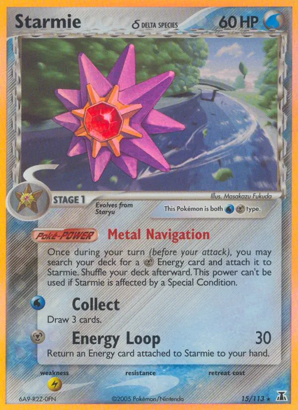 Carta Starmie δ, número 15/113 da coleção Delta Species