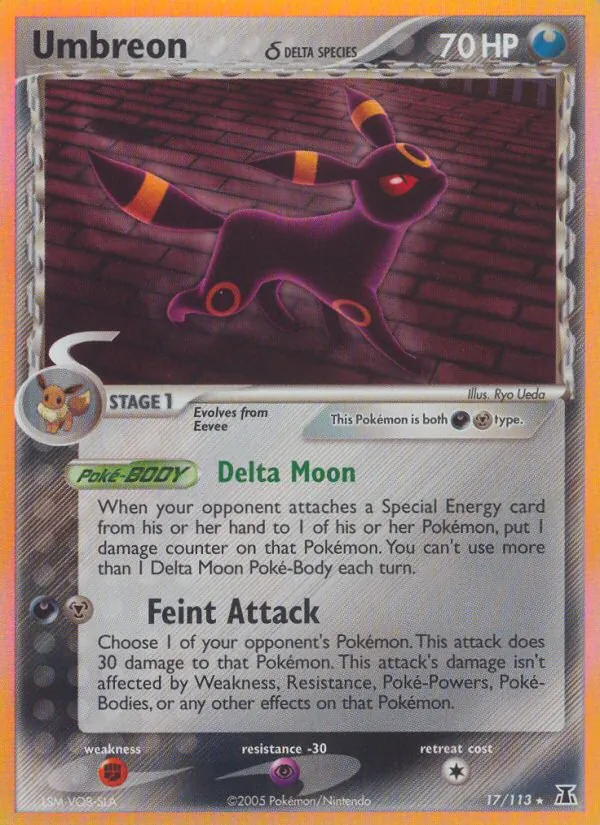 Carta Umbreon δ, número 17/113 da coleção Delta Species