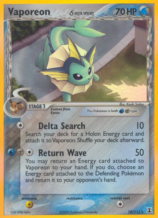 Carta Vaporeon δ, número 18/113 da coleção Delta Species