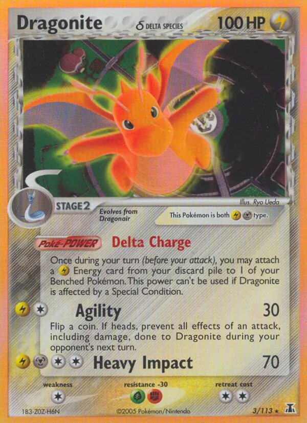 Carta Dragonite δ, número 3/113 da coleção Delta Species
