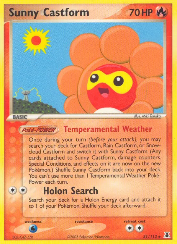 Carta Sunny Castform, número 31/113 da coleção Delta Species