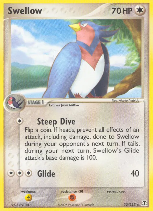Carta Swellow, número 32/113 da coleção Delta Species