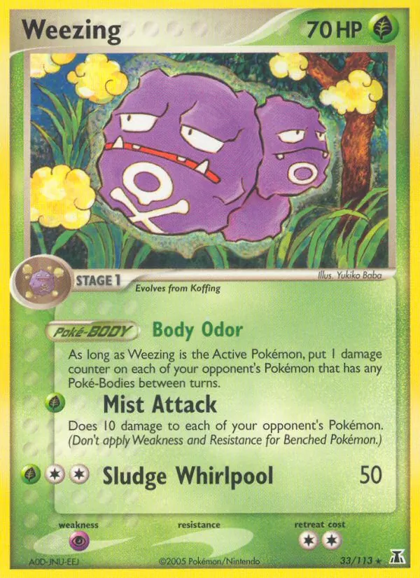 Carta Weezing, número 33/113 da coleção Delta Species