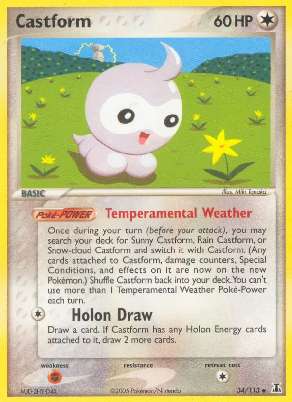Carta Castform, número 34/113 da coleção Delta Species
