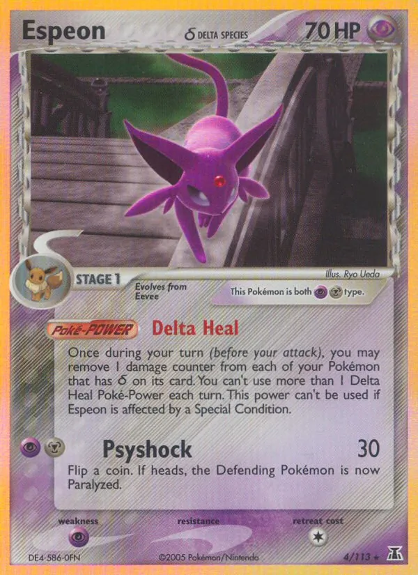 Carta Espeon δ, número 4/113 da coleção Delta Species