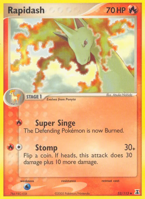 Carta Rapidash, número 52/113 da coleção Delta Species