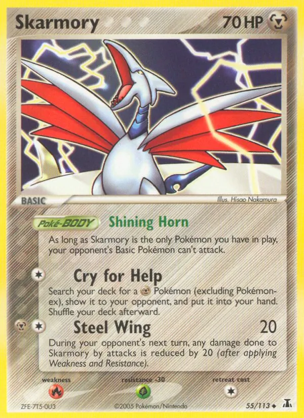 Carta Skarmory, número 55/113 da coleção Delta Species