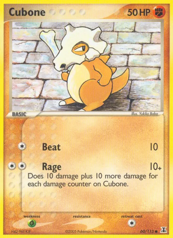 Carta Cubone, número 60/113 da coleção Delta Species